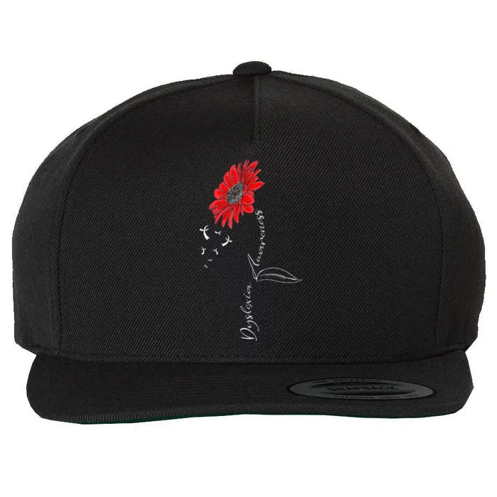 Sunflower Red Ribbon Dyslexia Awareness Warrior Wool Snapback Cap