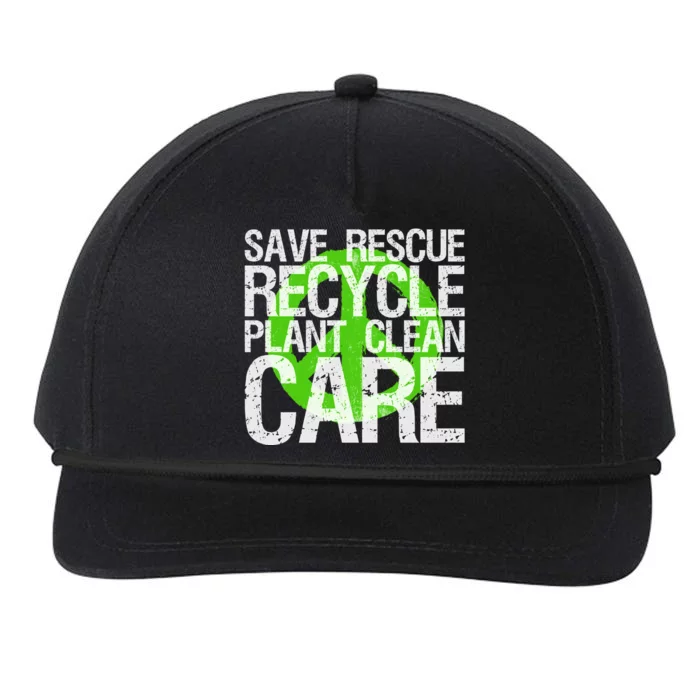 Save Rescue Recycle Plant Clean Care Gift Earth Awareness Gift Snapback Five-Panel Rope Hat