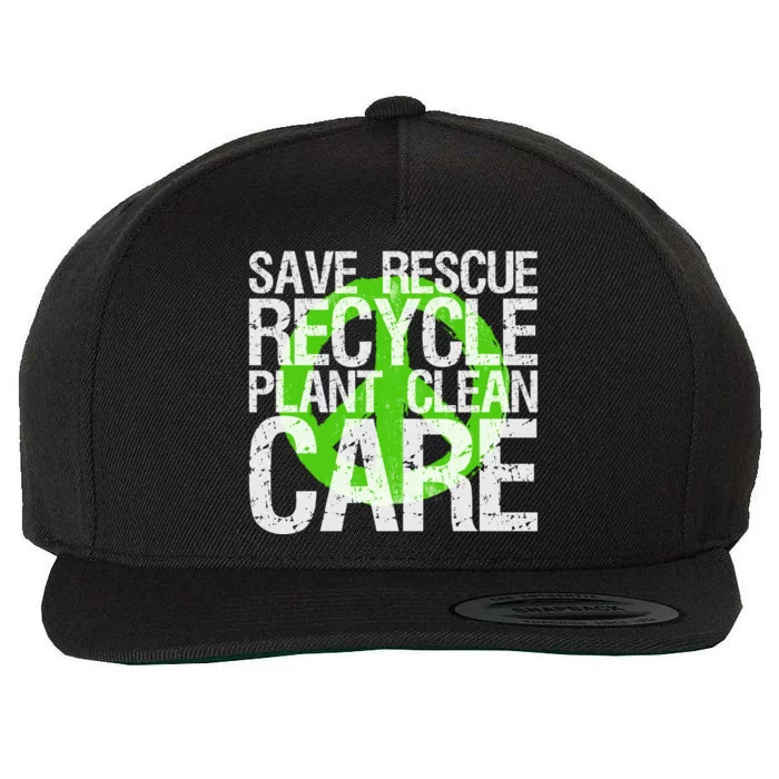 Save Rescue Recycle Plant Clean Care Gift Earth Awareness Gift Wool Snapback Cap