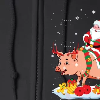 Santa Riding Reindeer Pig Xmas Pig Farmer Lover Full Zip Hoodie