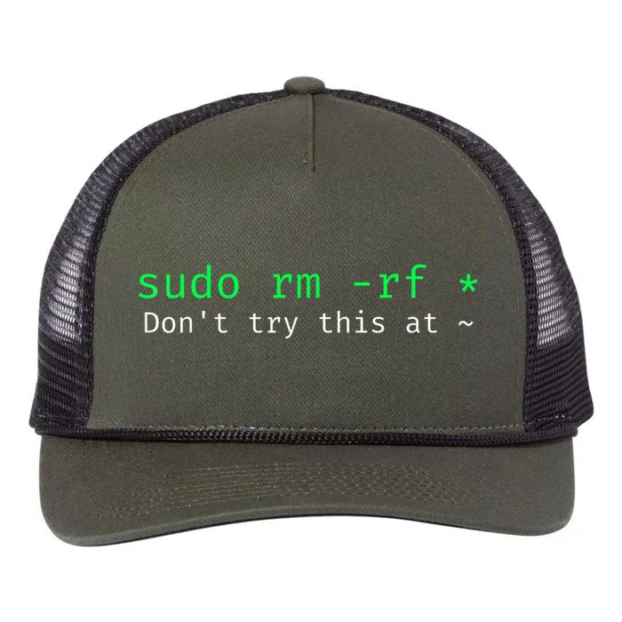 Sudo Rm Rf Don’T Try This At Retro Rope Trucker Hat Cap