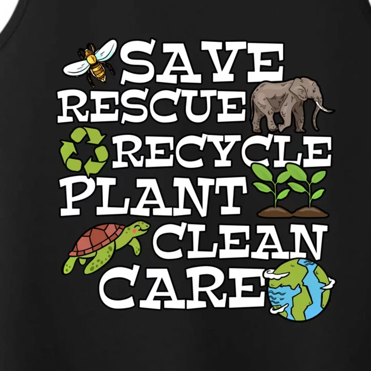 Save Rescue Recycle Plant Clean Care Earth Day Anniversary Cute Gift Performance Tank