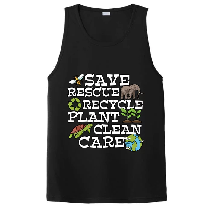 Save Rescue Recycle Plant Clean Care Earth Day Anniversary Cute Gift Performance Tank