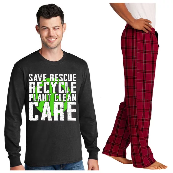 Save Rescue Recycle Plant Clean Care Happy Earth Day Gift Long Sleeve Pajama Set