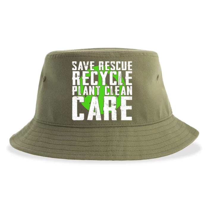 Save Rescue Recycle Plant Clean Care Happy Earth Day Gift Sustainable Bucket Hat