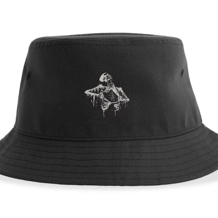 Skeleton Ripping Rib Cage Vintage 90s Sustainable Bucket Hat