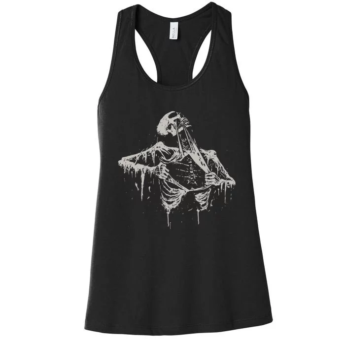 Skeleton Ripping Rib Cage Vintage 90s Women's Racerback Tank