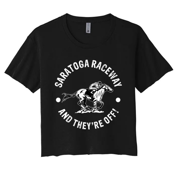 Saratoga Raceway Racetrack Horse Racing Equestrian NY Derby Women's Crop Top Tee