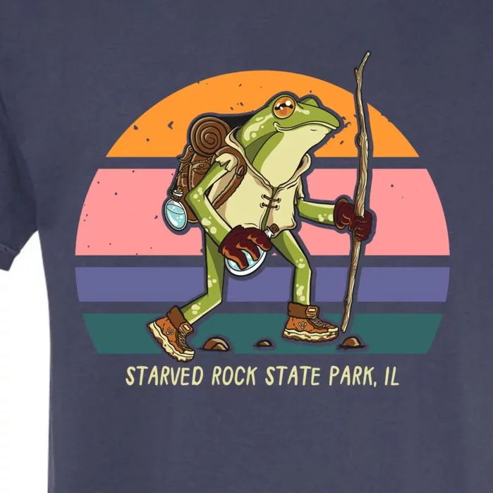 Starved Rock State Park Illinois Hiking Frog Walking Camping Gift Garment-Dyed Heavyweight T-Shirt