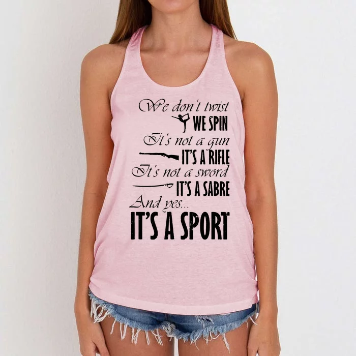 Spin Rifle Sabre Its A Sport Color Guard Winter Guard Women's Knotted Racerback Tank