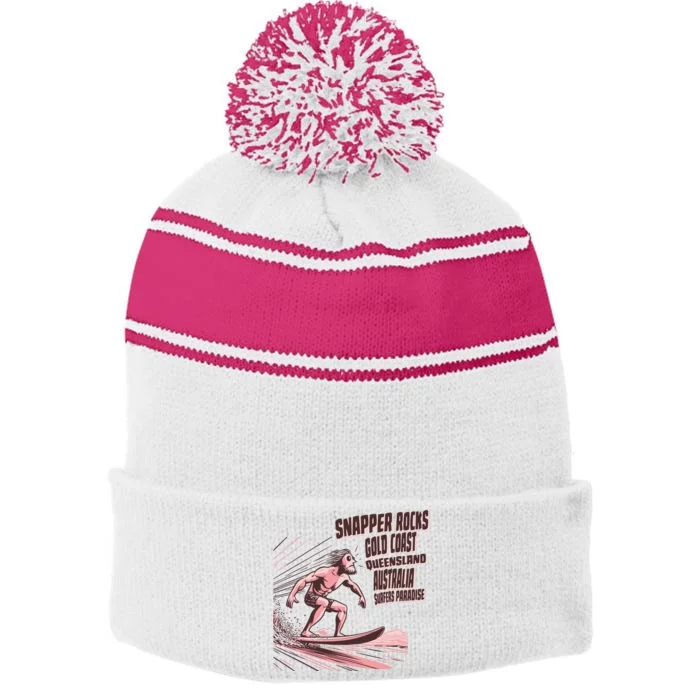 Snapper Rocks Surf Spot Australia Stripe Pom Pom Beanie