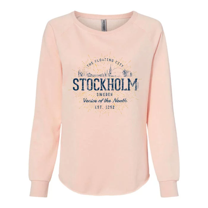 Sweden Retro Style Vintage Stockholm Womens California Wash Sweatshirt