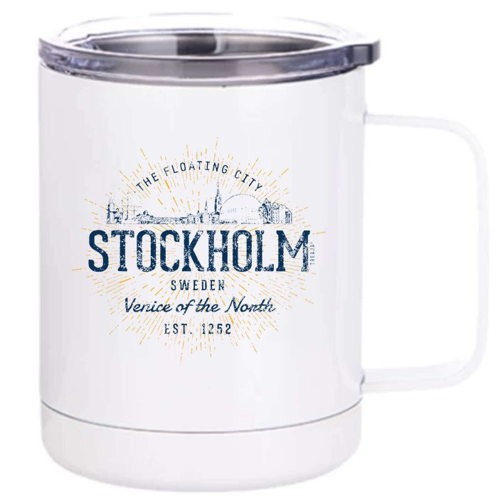 Sweden Retro Style Vintage Stockholm Front & Back 12oz Stainless Steel Tumbler Cup