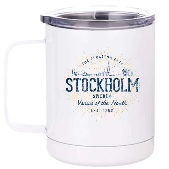 Sweden Retro Style Vintage Stockholm Front & Back 12oz Stainless Steel Tumbler Cup