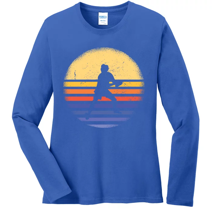 Sport Retro Sunset Ultimate Frisbee Meaningful Gift Ladies Long Sleeve Shirt