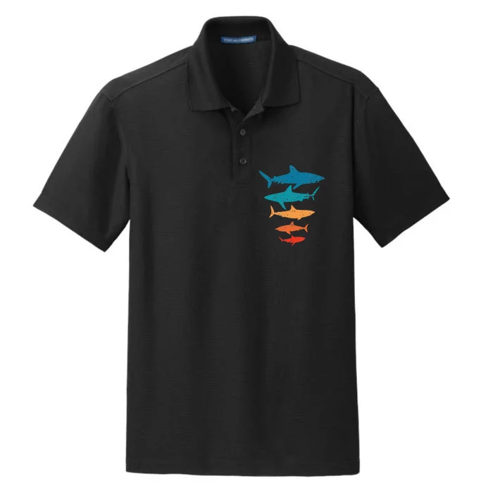 Shark Retro Shark Shark Lover Gift Shark Dry Zone Grid Performance Polo