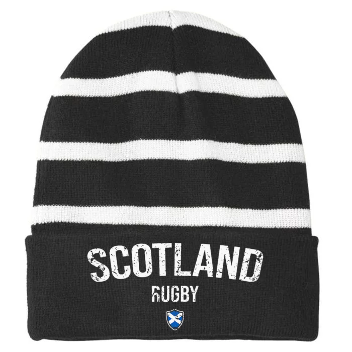 Scotland Rugby Six Nations Rugby Scotland Supporter Rugby Striped Beanie with Solid Band