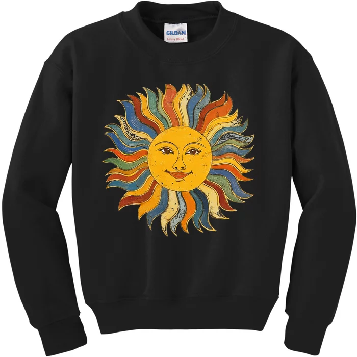 Sun Retro Sunshine Vintage Hippie Heart Gypsy Soul 1969 1970 Kids Sweatshirt