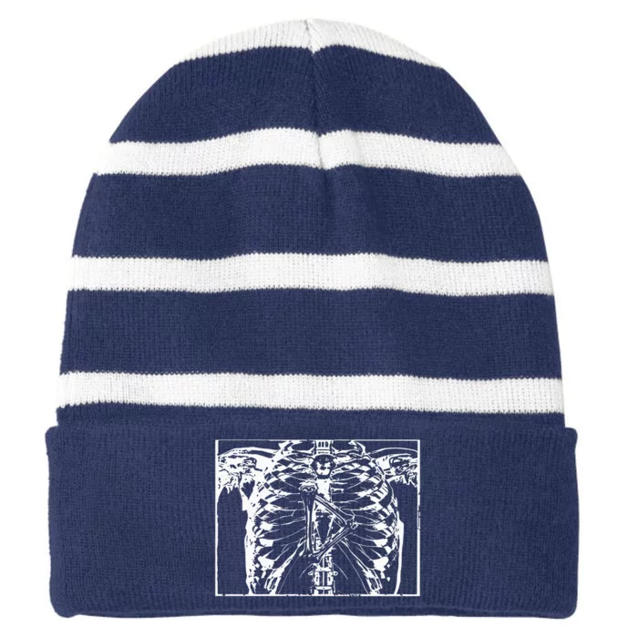 Scarlet Ribcage Striped Beanie with Solid Band