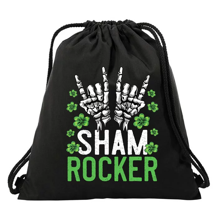 Sham Rocker St Patricks Day Outfit For Rock Fans Drawstring Bag