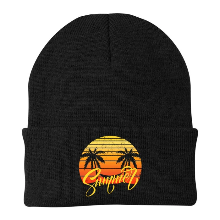 Summer Retro Sunset Tropical Knit Cap Winter Beanie