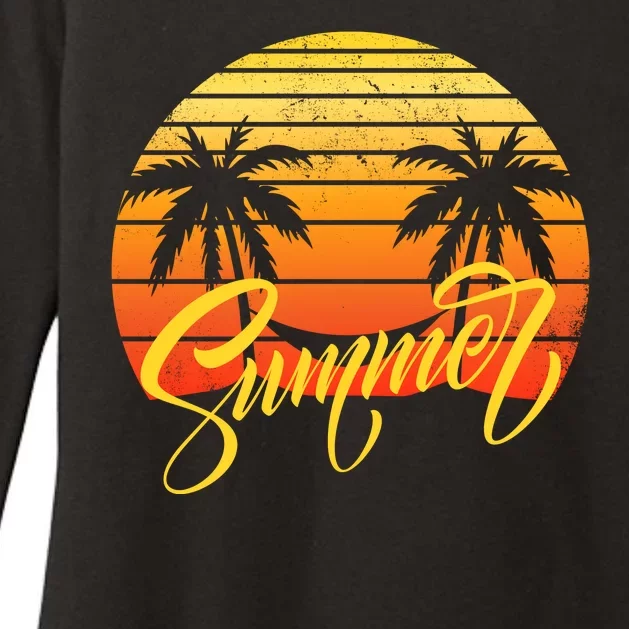 Summer Retro Sunset Tropical Womens CVC Long Sleeve Shirt