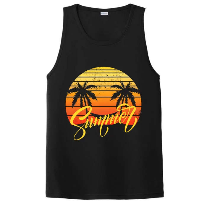 Summer Retro Sunset Tropical Performance Tank