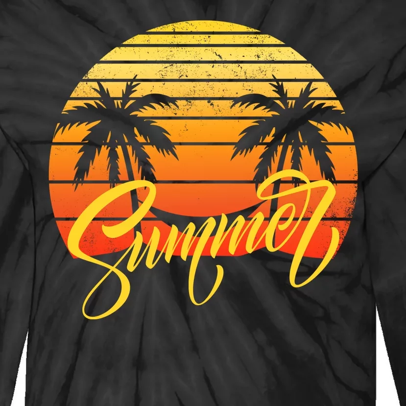 Summer Retro Sunset Tropical Tie-Dye Long Sleeve Shirt