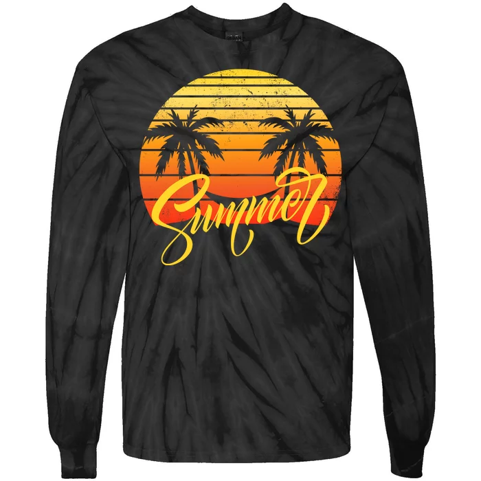 Summer Retro Sunset Tropical Tie-Dye Long Sleeve Shirt