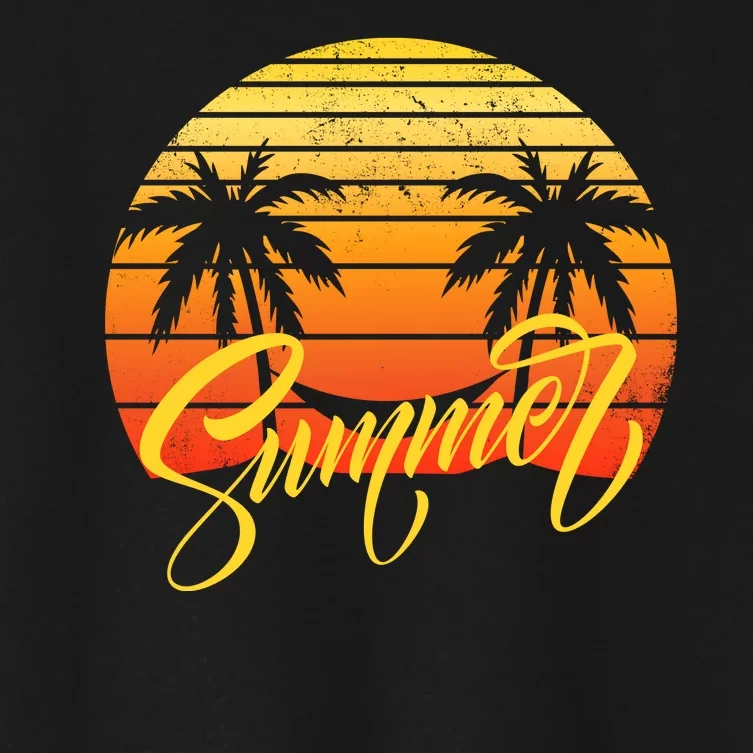 Summer Retro Sunset Tropical Women's Crop Top Tee