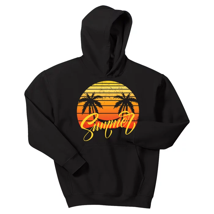 Summer Retro Sunset Tropical Kids Hoodie