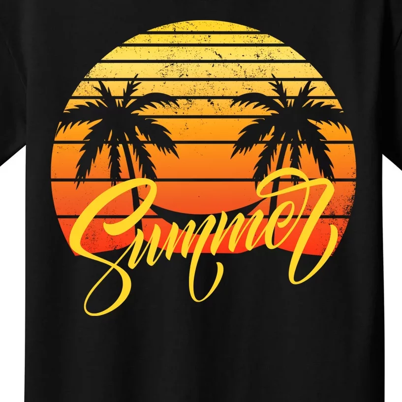 Summer Retro Sunset Tropical Kids T-Shirt