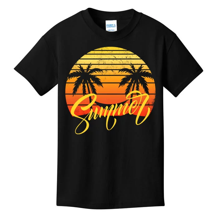 Summer Retro Sunset Tropical Kids T-Shirt