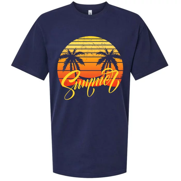 Summer Retro Sunset Tropical Sueded Cloud Jersey T-Shirt