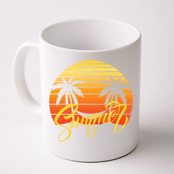 Summer Retro Sunset Tropical Front & Back Coffee Mug