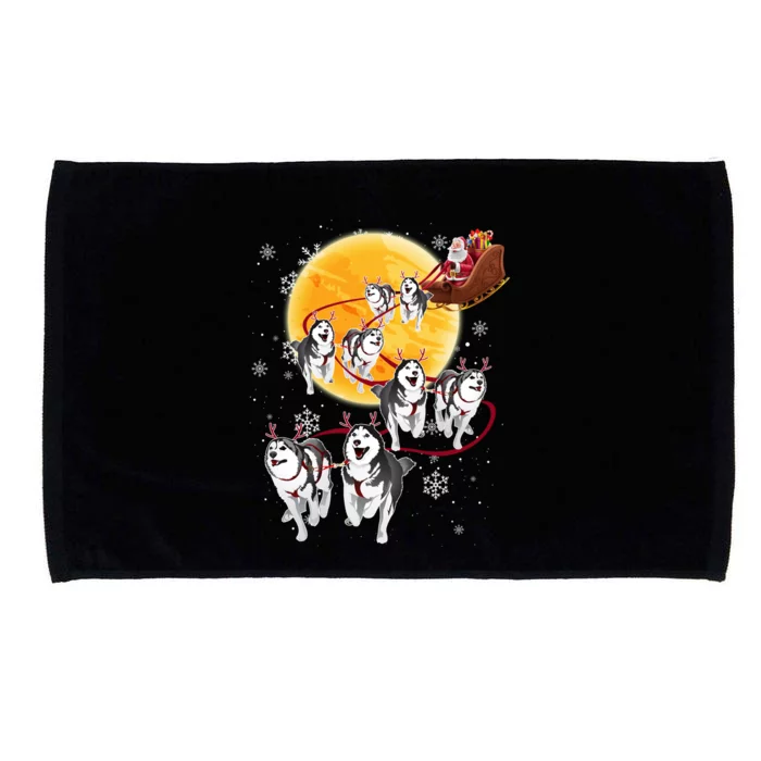 Santa Ride Sleigh Siberian Husky Christmas Dog Lover Gift Cool Gift Microfiber Hand Towel