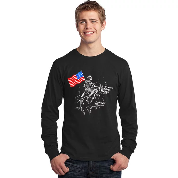 Skeleton Ride Shark 4th Of July Tall Long Sleeve T-Shirt