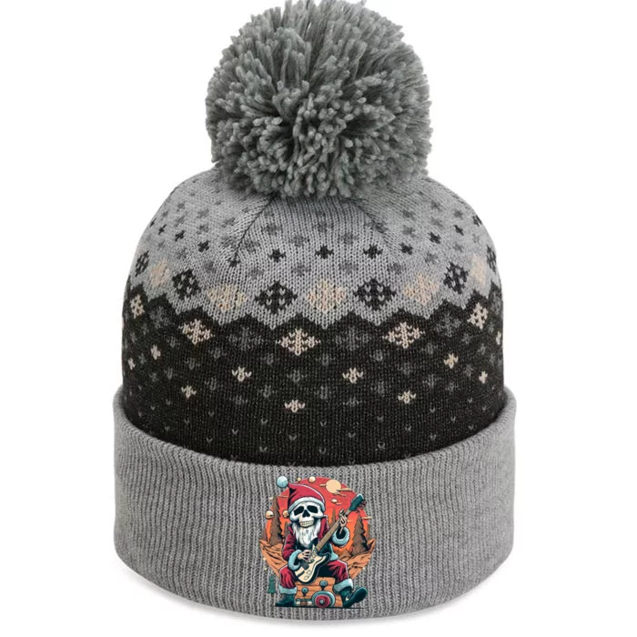 Skeleton Rocker Santa Halloween Vintage Retro Design Funny Gift The Baniff Cuffed Pom Beanie