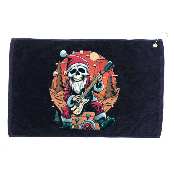 Skeleton Rocker Santa Halloween Vintage Retro Design Funny Gift Grommeted Golf Towel