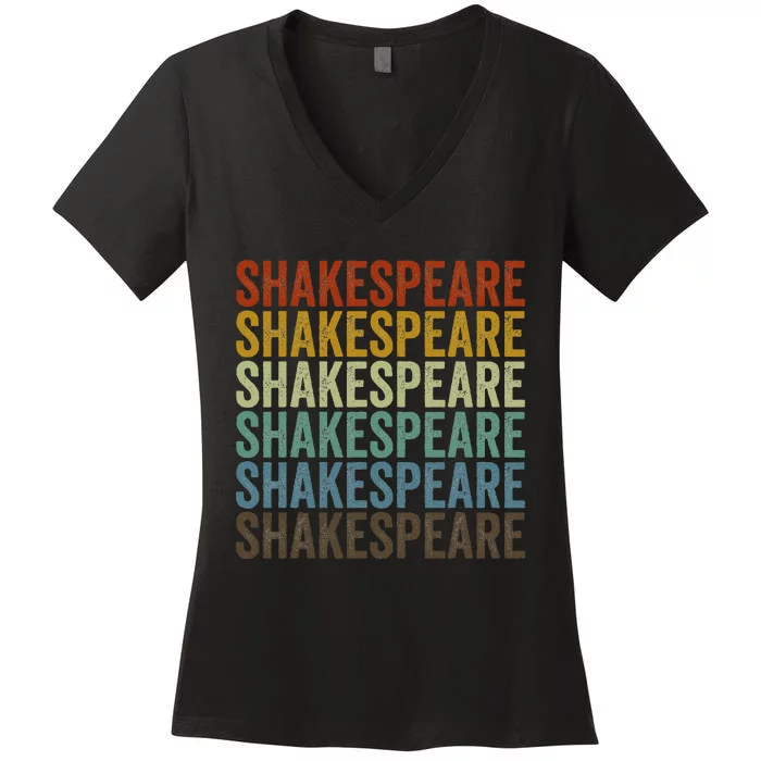 Shakespeare Retro Women's V-Neck T-Shirt