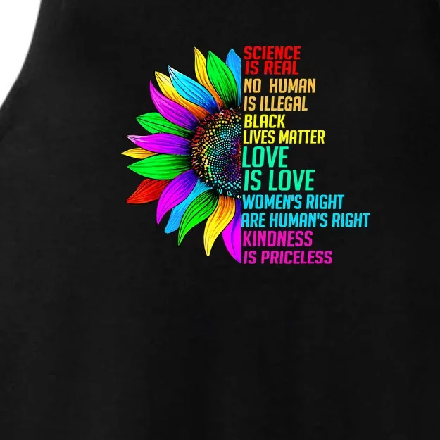 Sunflower Rainbow Science Is Real Black Lives Matter LGBT Ladies Tri-Blend Wicking Tank