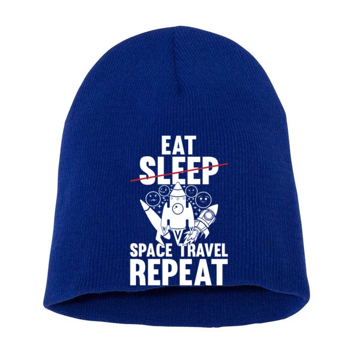 Space Rocket Ship Planets Gift Eat Sleep Space Travel Repeat Gift Short Acrylic Beanie