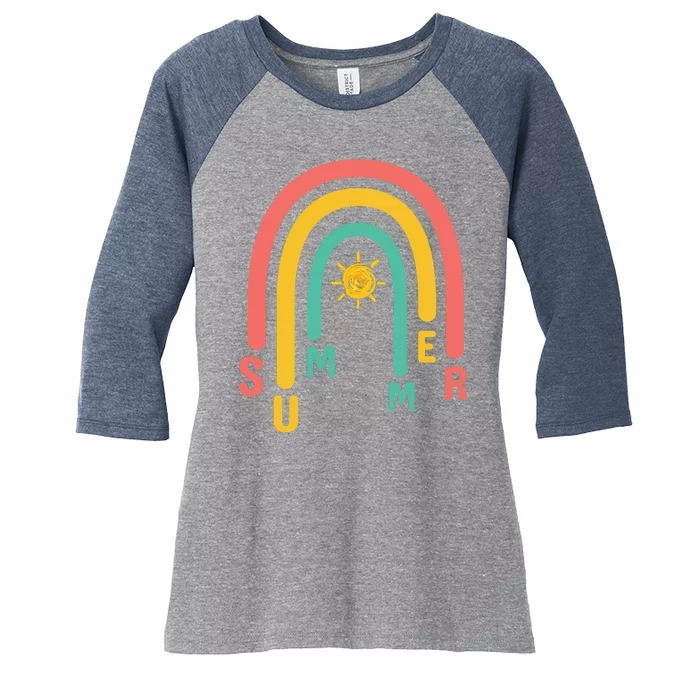 Summer Rainbow Sunshine Cute Women's Tri-Blend 3/4-Sleeve Raglan Shirt