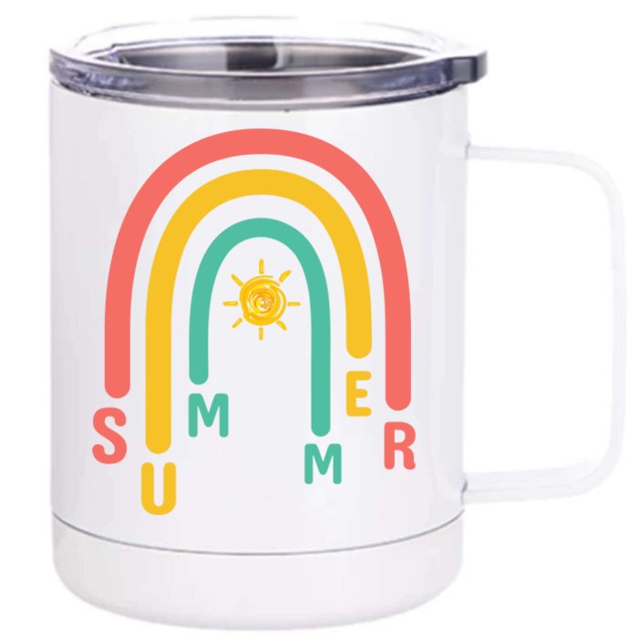 Summer Rainbow Sunshine Cute Front & Back 12oz Stainless Steel Tumbler Cup