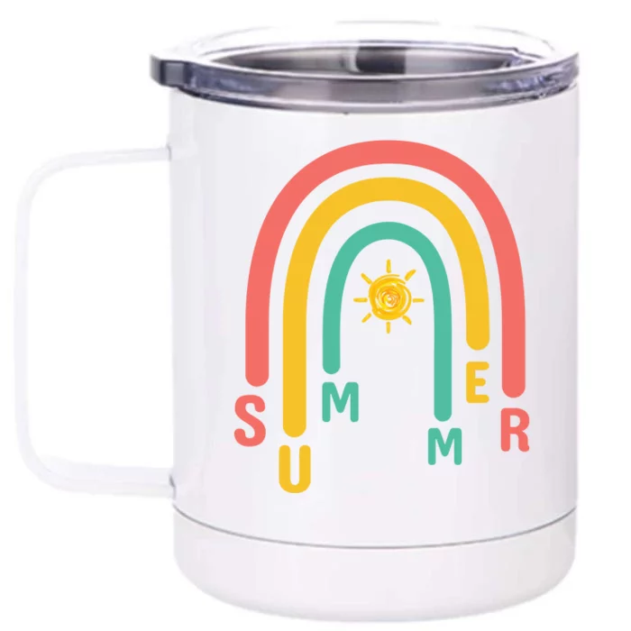 Summer Rainbow Sunshine Cute Front & Back 12oz Stainless Steel Tumbler Cup