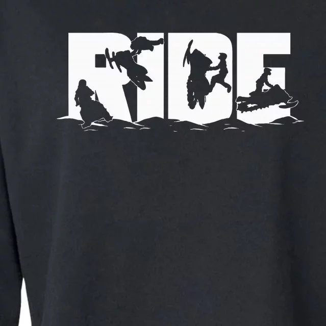 Snowmobile Ride Snowmobiling Winter Sport Gift Cropped Pullover Crew