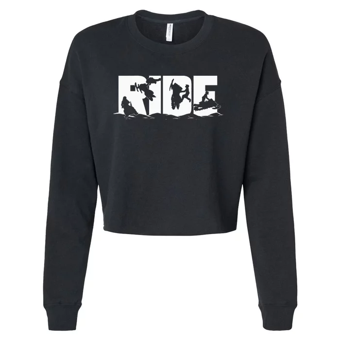 Snowmobile Ride Snowmobiling Winter Sport Gift Cropped Pullover Crew