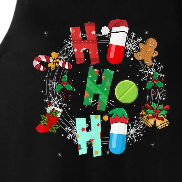 Snow Reindeer Santa Claus Pharmacy Crew Christmas Funny Gift Ladies Tri-Blend Wicking Tank