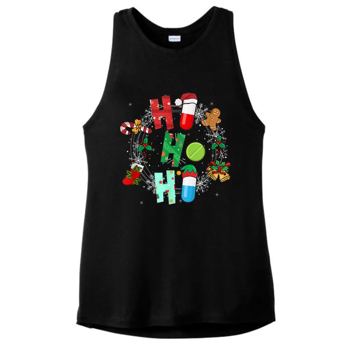 Snow Reindeer Santa Claus Pharmacy Crew Christmas Funny Gift Ladies Tri-Blend Wicking Tank