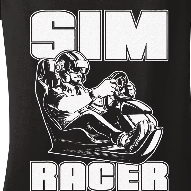 Sim Racer Simulation Gaming Race Car Sim Racing Women's V-Neck T-Shirt